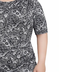 Ny Collection Plus Size Elbow Sleeve Side Pleat Dress