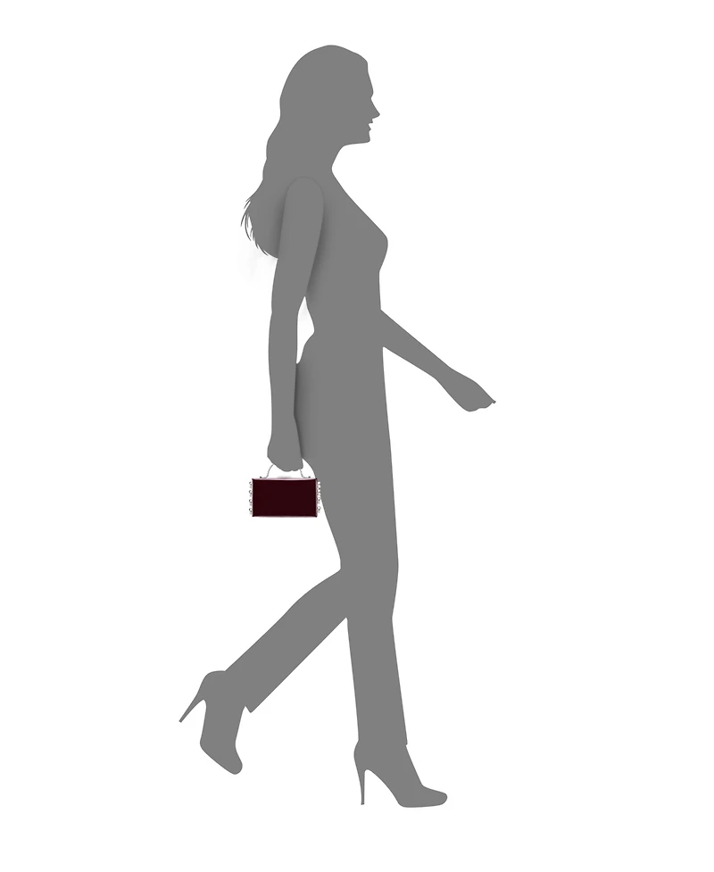 Nina Imitation Pearl Dangle Patent Minaudiere Clutch