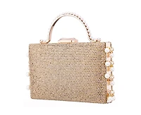 Nina Cultivated Pearl Dangle Crystal Embellished Minaudiere Clutch