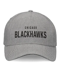 Fanatics Men's Heather Gray Chicago Blackhawks Elements A-Frame Leather Strapback Hat