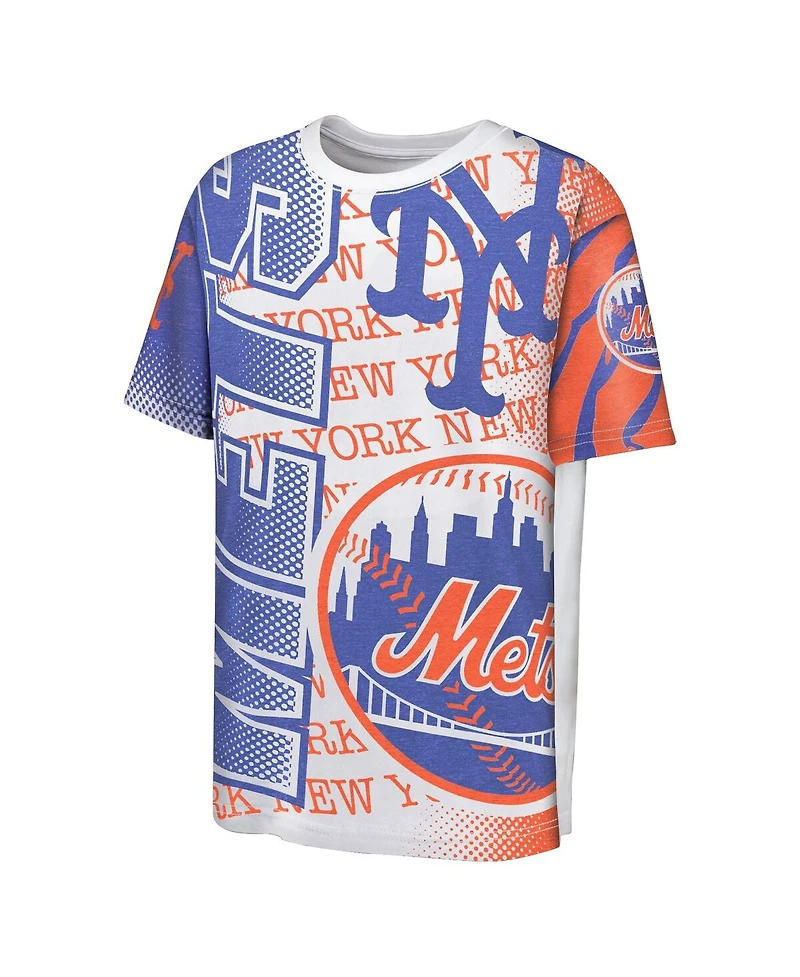Outerstuff Big Boys and Girls White New York Mets Impact Hit Bold T-Shirt