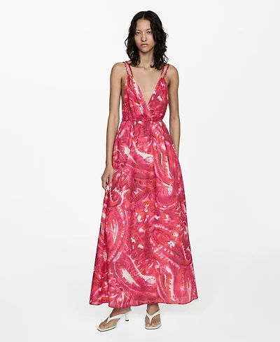 Mango Women's Double Straps Printed Dress