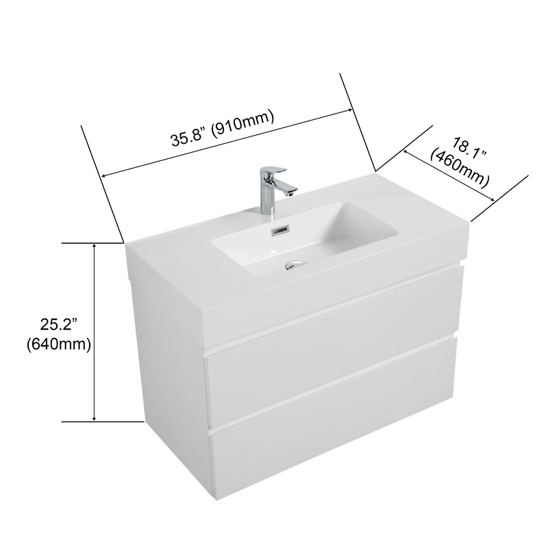 Streamdale Glossy White Integrated Solid Surface Basin