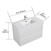 Streamdale Glossy White Integrated Solid Surface Basin