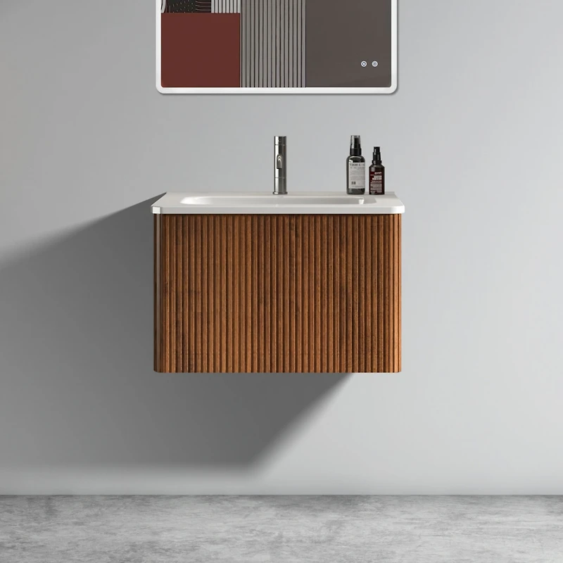 Etna 24" Striped Walnut Vanity w/ White Ceramic Sink