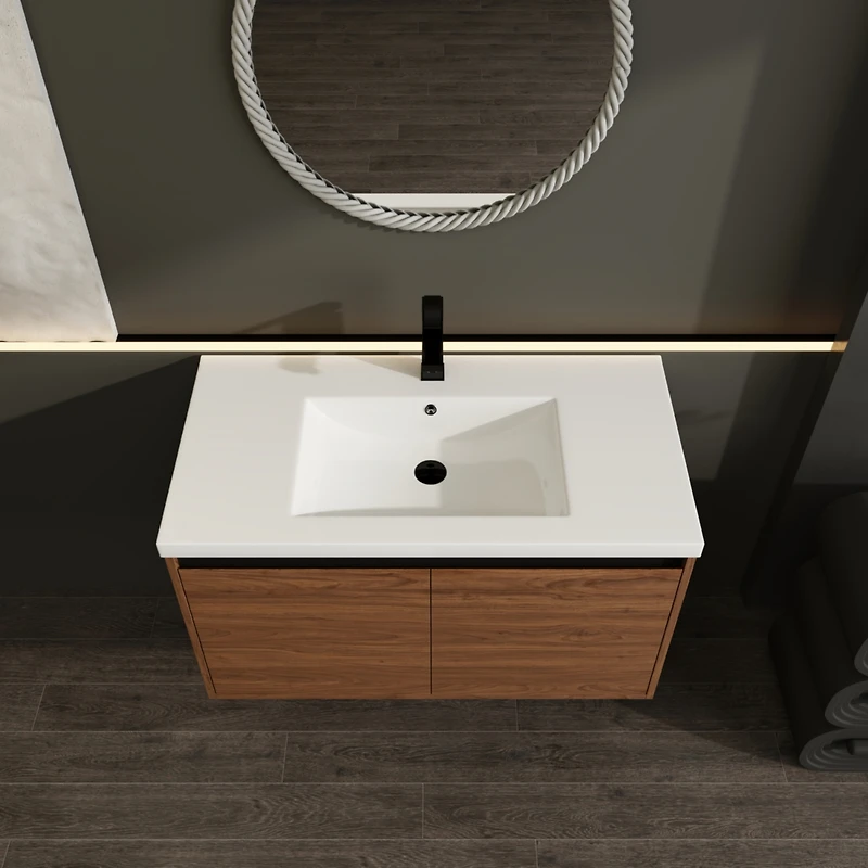 Streamdale Furniture 36" Brown Bathroom Vanity with Resin Sink and Cabinet