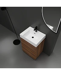 Streamdale 24" Modern Bathroom Vanity with Single Sink, Double Drawer, Brown