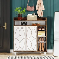 Tribesigns Shoe Cabinet with Doors, Shoe Storage Cabinet with Adjustable Shelves, Freestanding Shoes Rack Wooden Shoe Organizer for Entryway, Hallway,