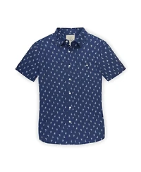 Hope & Henry Mens' Organic Seersucker Short Sleeve Button Down Shirt
