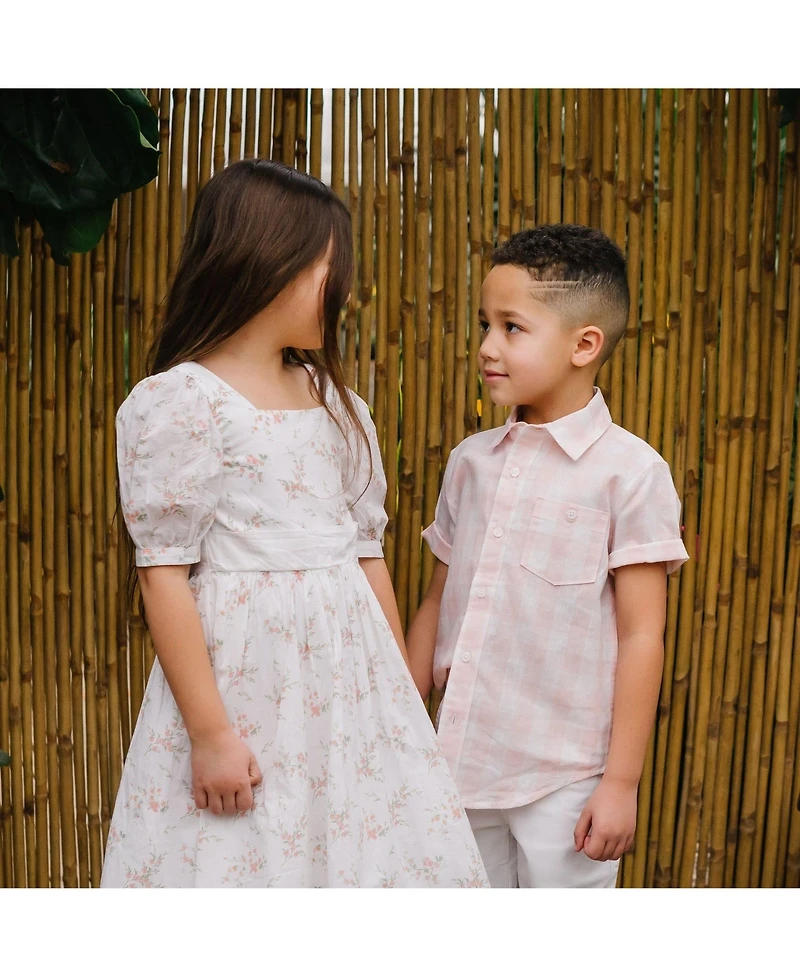 Hope & Henry Toddler Girls Short Sleeve Puff Sleeve Party Dress