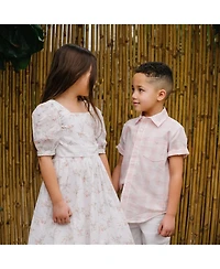 Hope & Henry Toddler Girls Short Sleeve Puff Sleeve Party Dress