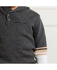 Hope & Henry Baby Boys Long Sleeve Striped Shawl Collar Sweater