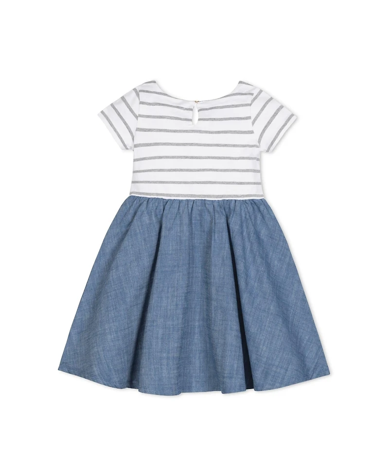 Hope & Henry Girls' Short Sleeve Lightweight Knit Skater Dress, Kids