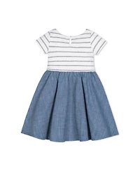 Hope & Henry Girls' Short Sleeve Lightweight Knit Skater Dress, Kids