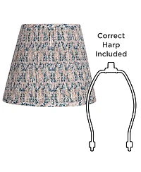 Springcrest Collection Hardback Shirred Empire Lamp Shade Pink Blue Floral Medium 8" Top x 13" Bottom x 11" Slant Spider with Harp and