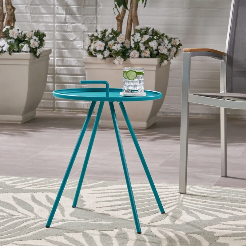 Streamdale Modern Side Table With Handle And Durable Steel Frame