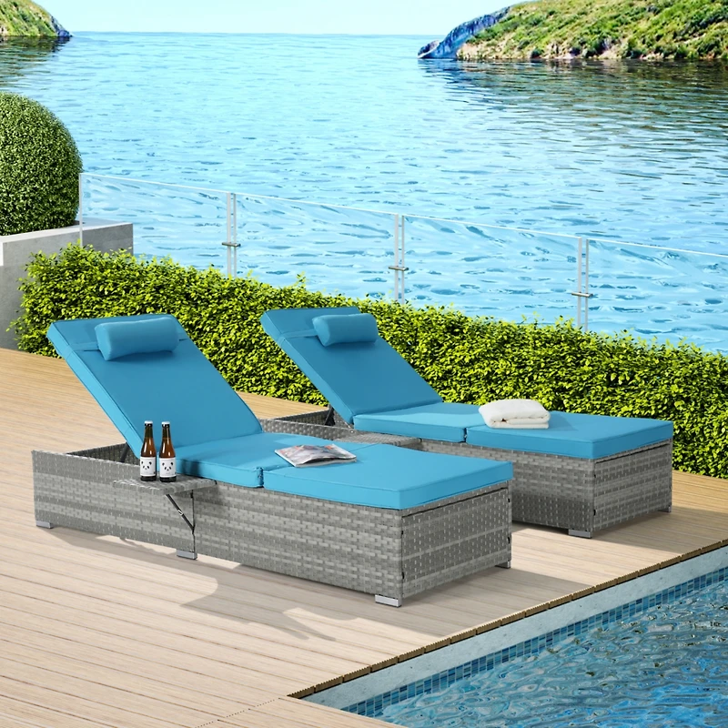 Streamdale Gray Rattan Outdoor Sofa and Deck Chair