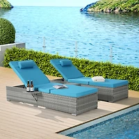 Streamdale Gray Rattan Outdoor Sofa and Deck Chair