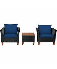 Slickblue 3 Pieces Outdoor Patio Rattan Furniture Set with Coffee Table
