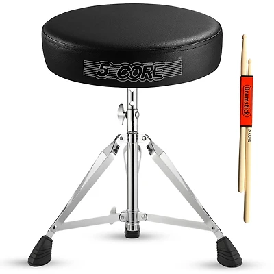 5 Core Drum Throne Comfortable Padded Guitar Stool Height Adjustable Music Dj Chair Heavy Duty Seat - Black