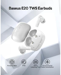 Baseus E20 Wireless Earbuds Bluetooth 5.3 Headphones in-Ear Earphones, White