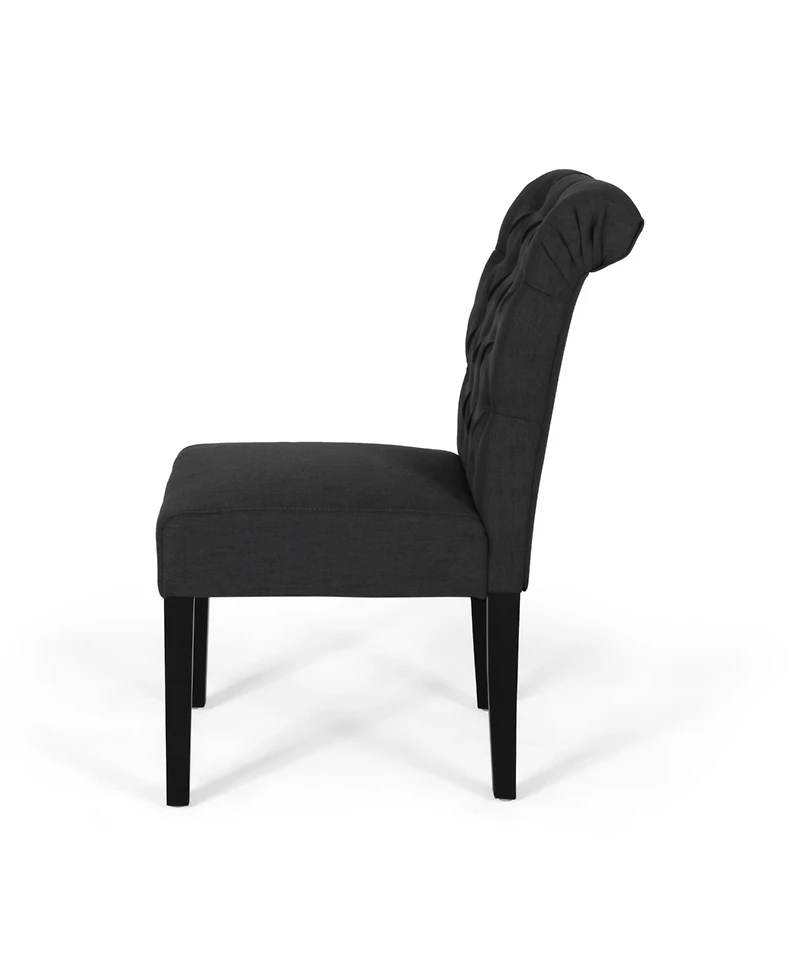 Streamdale Ivory Linen Tufted Rolltop Dining Chairs (Set Of 2)
