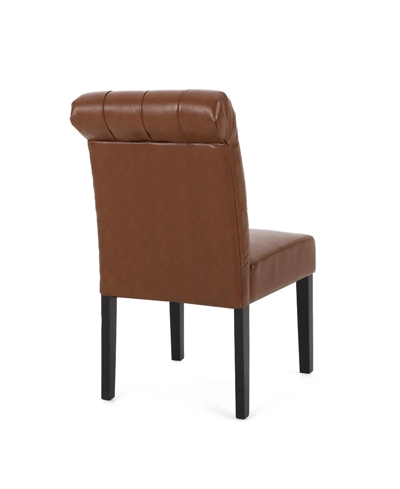 Streamdale Ivory Linen Tufted Rolltop Dining Chairs (Set Of 2)