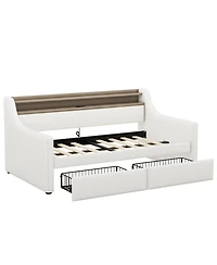 Streamdale Twin Daybed with Drawers, Charging Station, Led Lights, and Storage