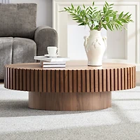 Streamdale Modern Walnut Coffee Table with Sturdy Pedestal
