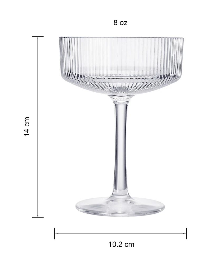 The Wine Savant Khen Classic Art Deco Acrylic Shatterproof Coupe Glasses Set of 4