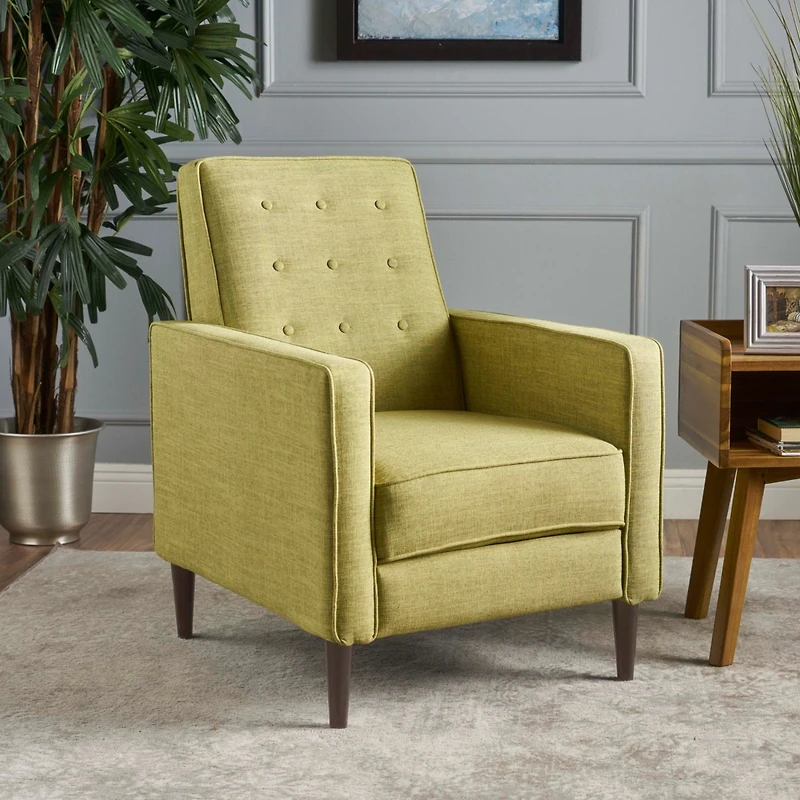 Streamdale Mid-Century Modern Button-Tufted Recliner With Beech Wood Legs