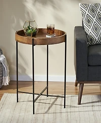 Streamdale Furniture Modern Industrial Round End Table With Tray Top