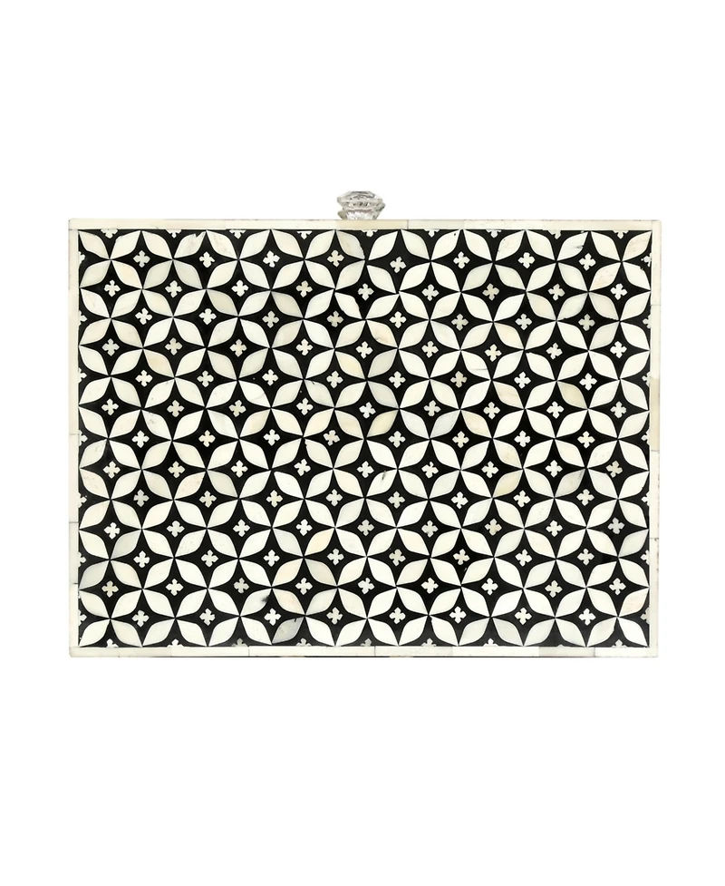 Simplie Fun Mango Wood Bone Inlay Nightstand With 3 Drawers