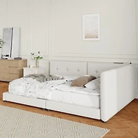 Streamdale Upholstered Queen Size Platform Bed With Usb Ports