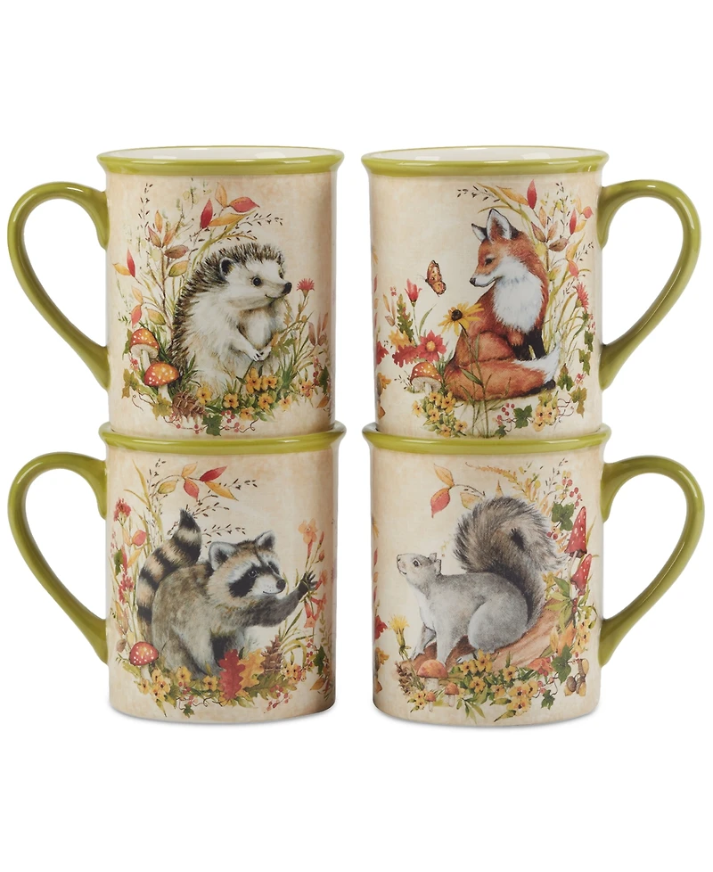 Certified International Woodland Critters Mugs, Set of 4