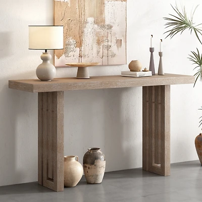 Streamdale Oak Veneer Console Table with Distinctive Sides