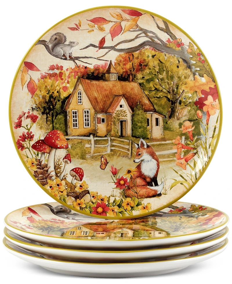 Certified International Woodland Critters Dinner Plates, Set of 4