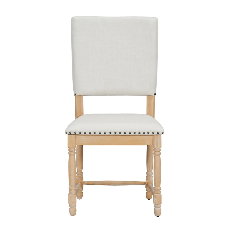 Streamdale Vintage Upholstered Dining Chairs with Turned Legs and Nailhead Trim