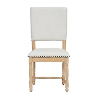 Streamdale Vintage Upholstered Dining Chairs with Turned Legs and Nailhead Trim