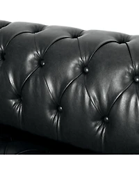 Streamdale Furniture 3-Seat Sofa: Button-Tufted, Solid Wood Legs, Pu Fabric