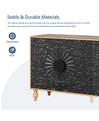 Streamdale Furniture Black Carved Symmetrical Door with Wood Frame