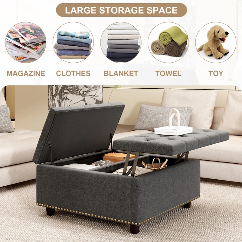 Streamdale Oversized Storage Square Ottoman with Double Door Storage