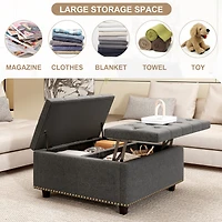 Streamdale Oversized Storage Square Ottoman with Double Door Storage