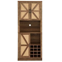 Streamdale Farmhouse Oak Cabinet with Faux Rattan & Wine Storage