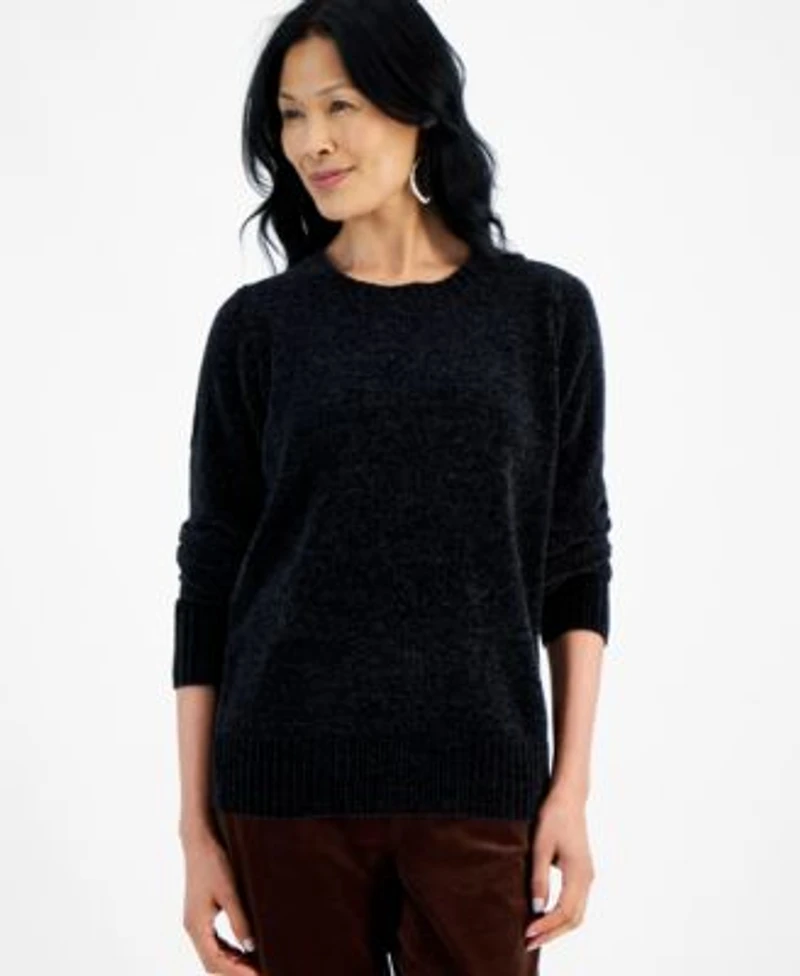 Style Co Womens Crewneck Chenille Long Sleeve Sweater Created For Macys