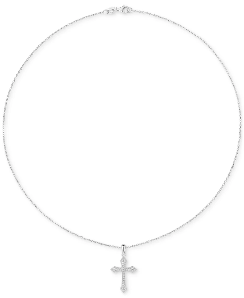 Diamond Cross 18" Pendant Necklace (1/6 ct. t.w.) in Sterling Silver