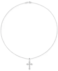 Diamond Cross 18" Pendant Necklace (1/6 ct. t.w.) in Sterling Silver