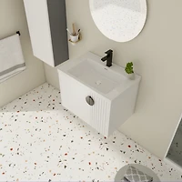 Wall-Mounted Vanity with Ceramic Sink and Soft-Close Doors