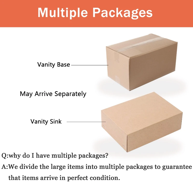 Simplie Fun 24" Wood Grain Vanity w/ Ceramic Sink & Soft-Close Drawers