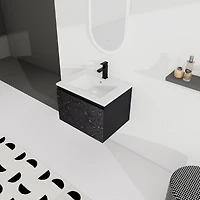 Streamdale Furniture Wall-Mounted Bathroom Vanity with Ceramic Sink & Soft-Close Doors